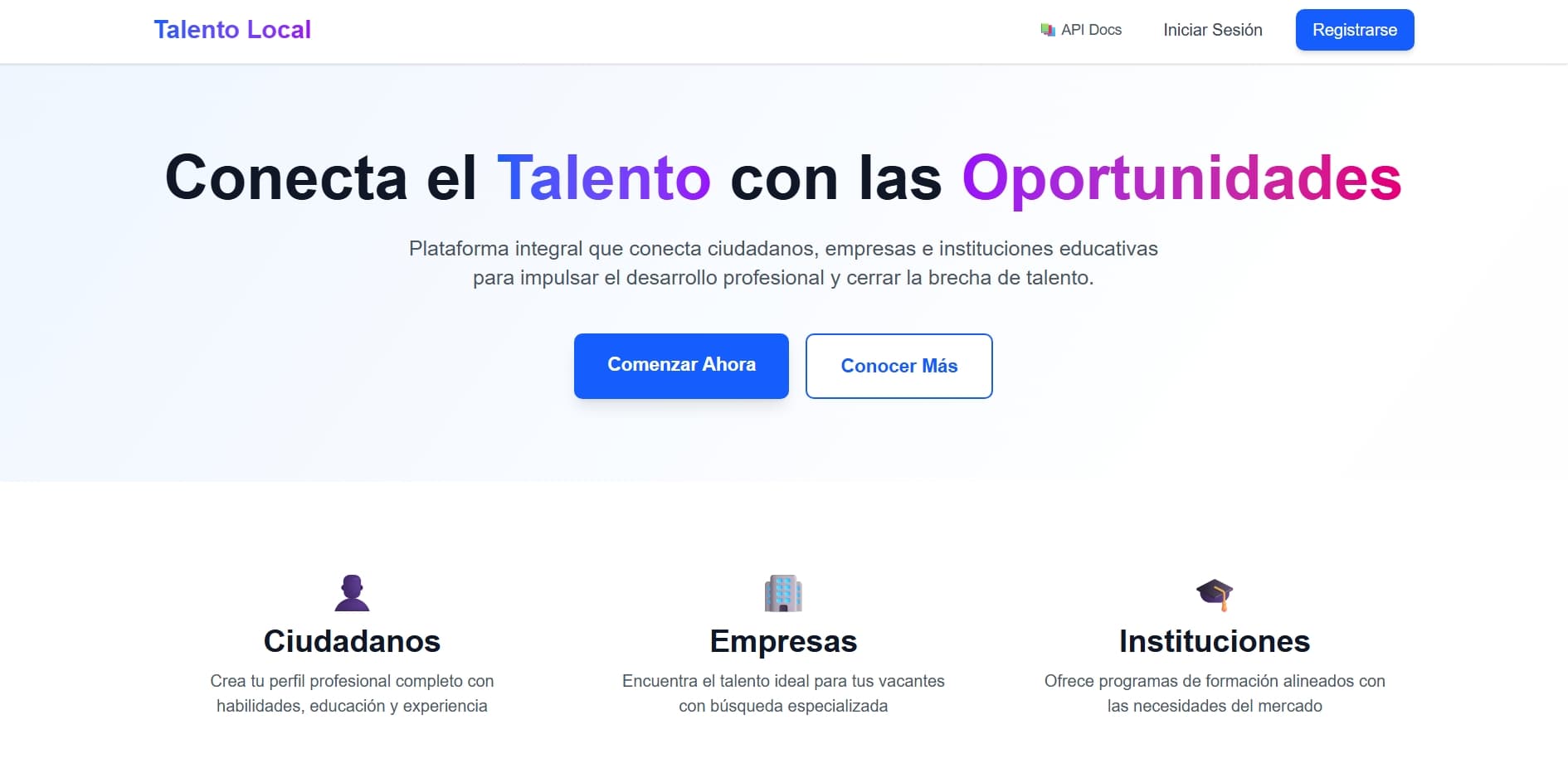 Screenshot of Talent Platform